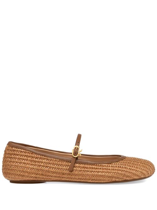 Camel brown woven raffia ballerina GIANVITO ROSSI | G2222305GOMMBNCUCU